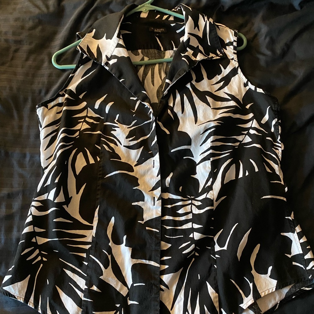 Talbots black and white button down tank